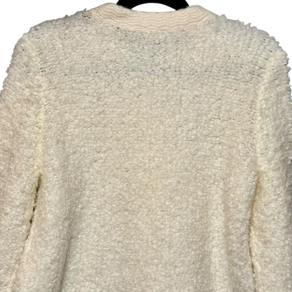 Talbots Wool Blend Ivory Plush Boucle Button Down Sweater Cardigan - Picture 8 of 11